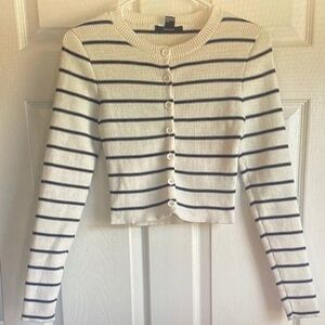 Striped Button-Up Cardigan